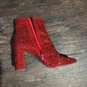Betsy Johnson embellished red boot